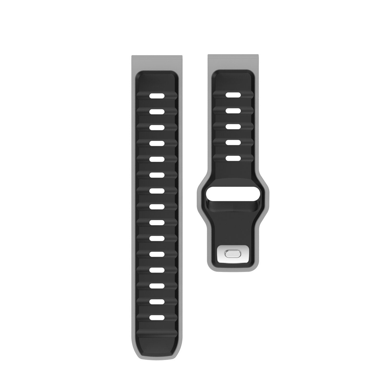 Outdoor duo siliconen horlogebandje - 20mm - Zwart/grijs