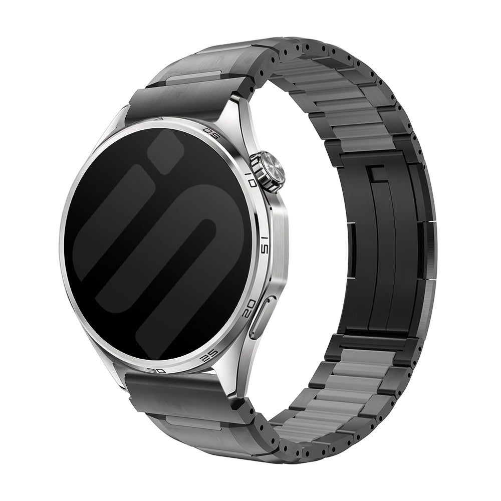One Push Stalen Hybrid horlogebandje - 22mm - Zwart/grijs