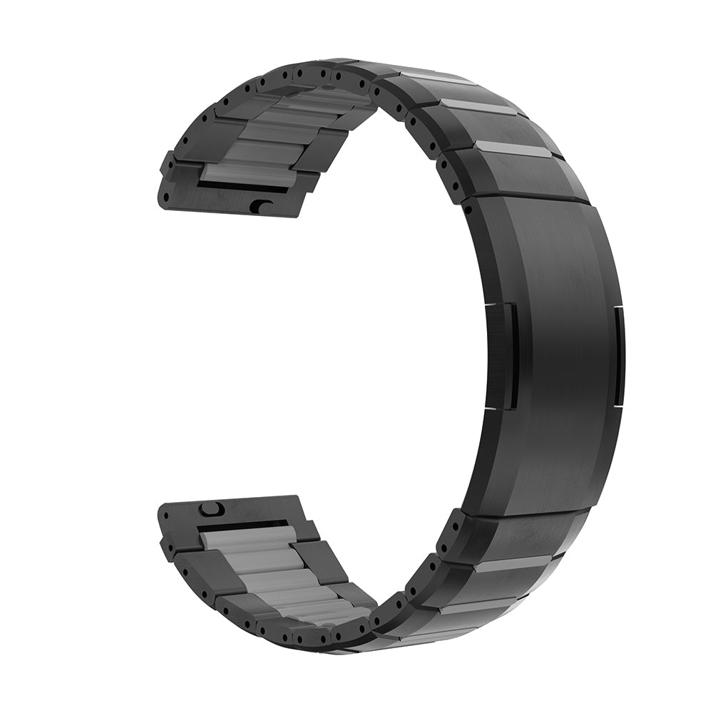 One Push Stalen Hybrid horlogebandje - 22mm - Zwart/grijs