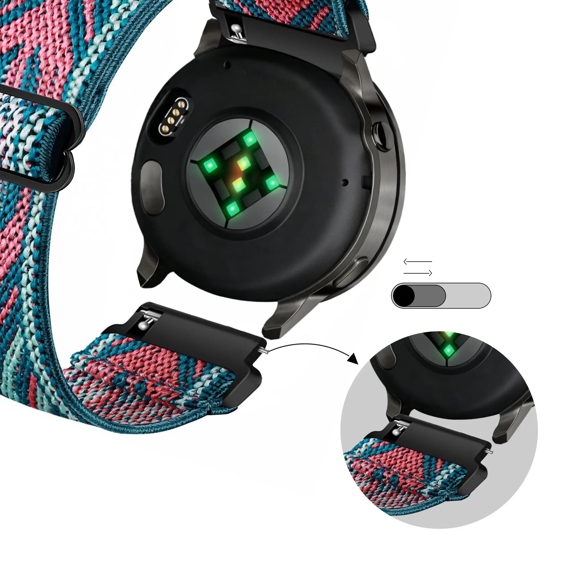 Elastische nylon horlogebandje - 20mm - Blauw mix