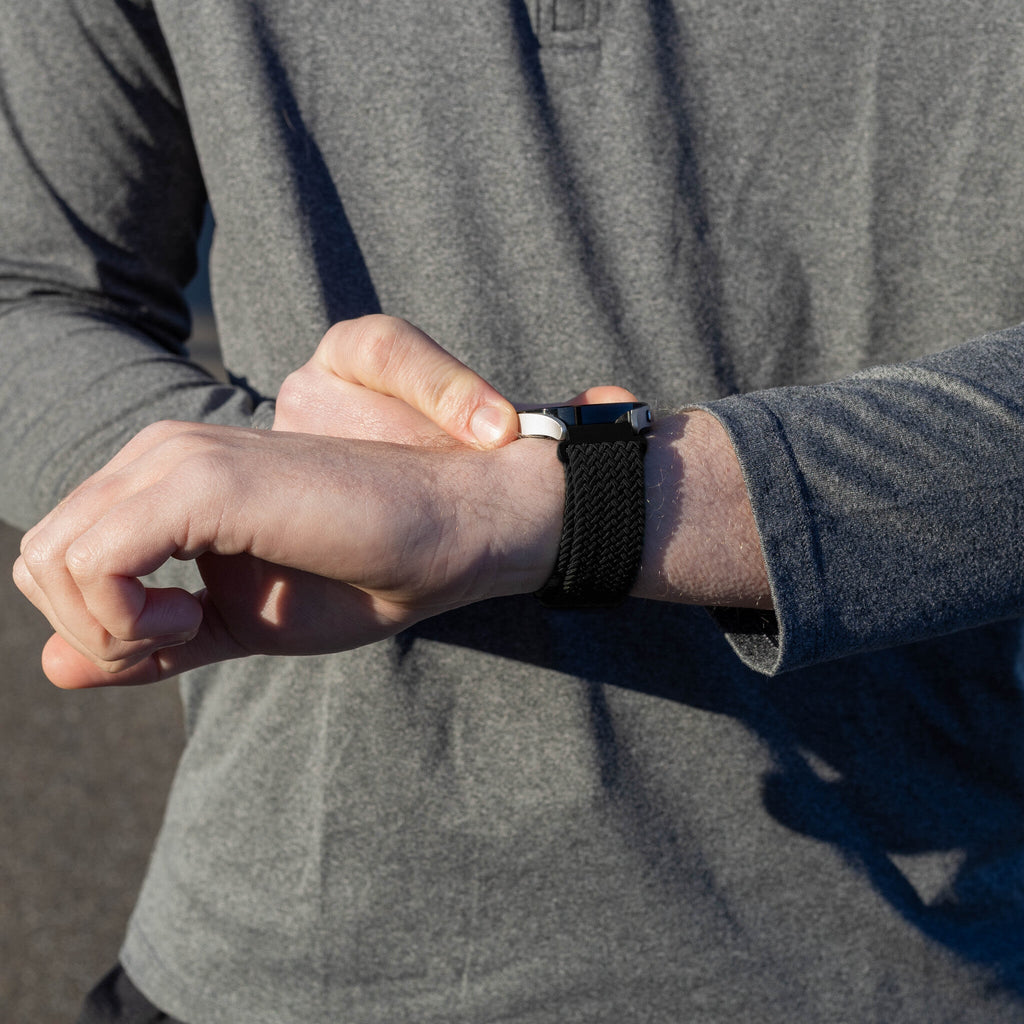 Gevlochten Nylon horlogebandje - 18mm - Zwart