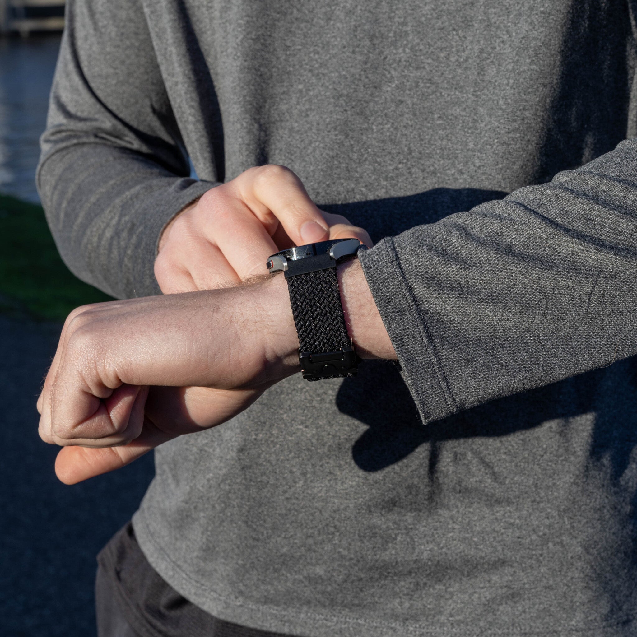 Gevlochten Nylon horlogebandje - 18mm - Zwart