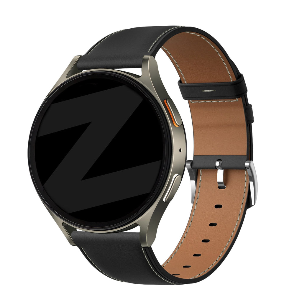 Lederen 'Easy fit' horlogebandje - 18mm - Zwart