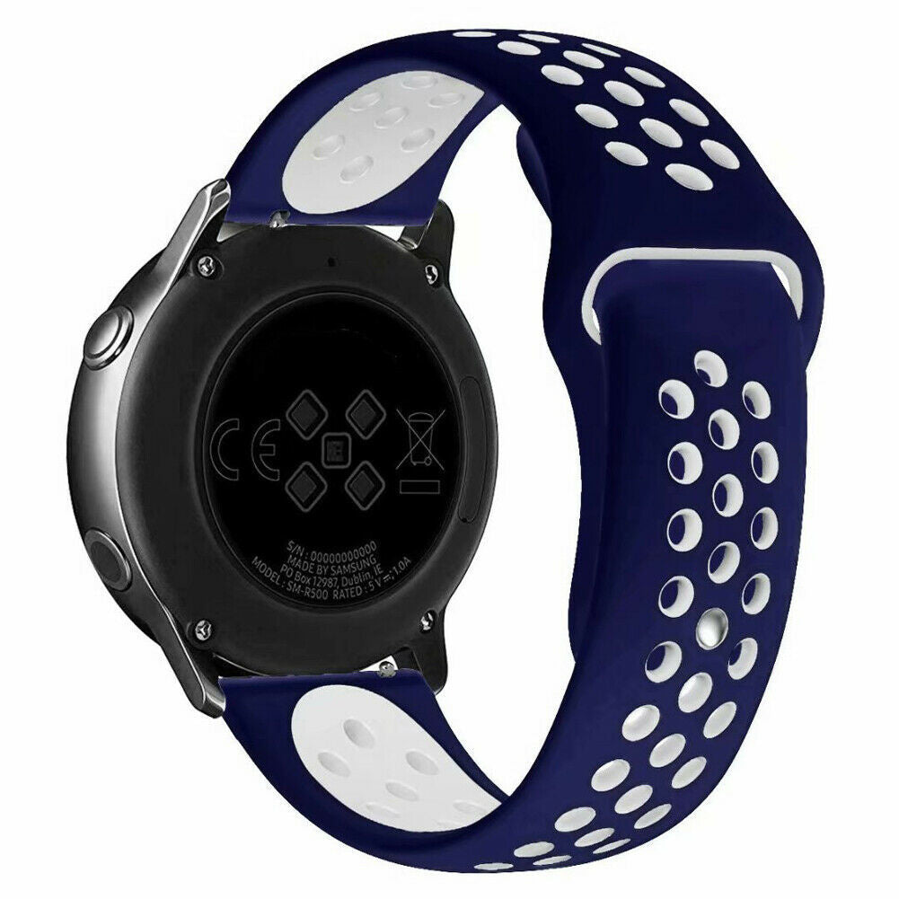 Sport horlogebandje - 20mm - Blauw/wit
