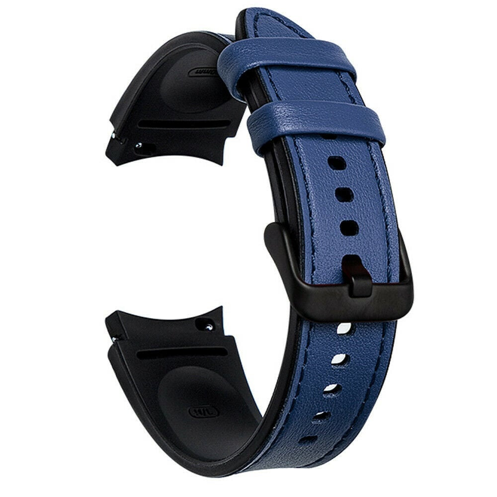 Hybrid Leren horlogebandje - 20mm - Donkerblauw