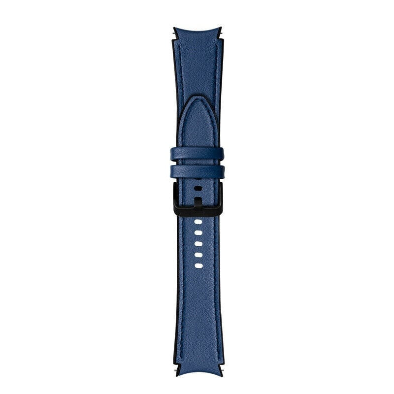 Hybrid Leren horlogebandje - 20mm - Donkerblauw