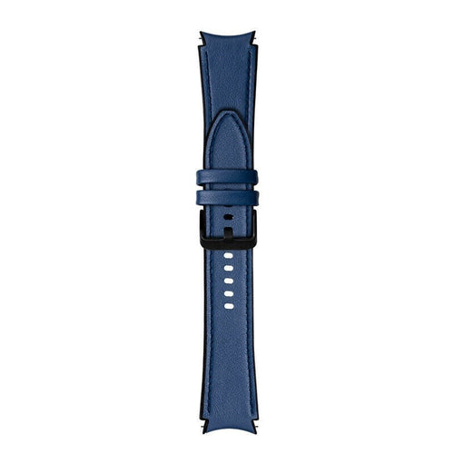 Hybrid Leren horlogebandje - 20mm - Donkerblauw