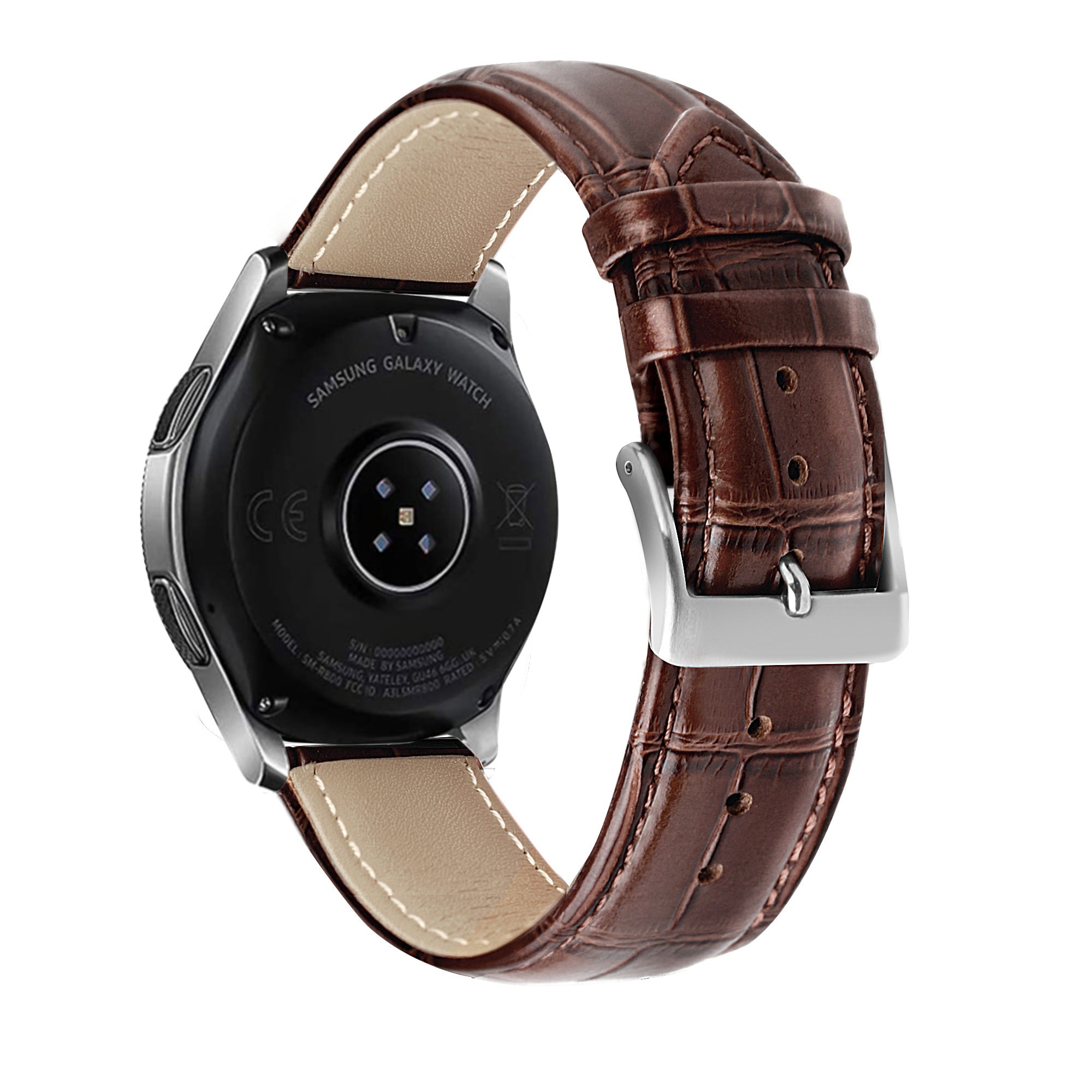 Leather Crocodile Grain horlogebandje - 20mm - Bruin