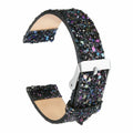 Leren Glitter horlogebandje - 20mm - Zwart