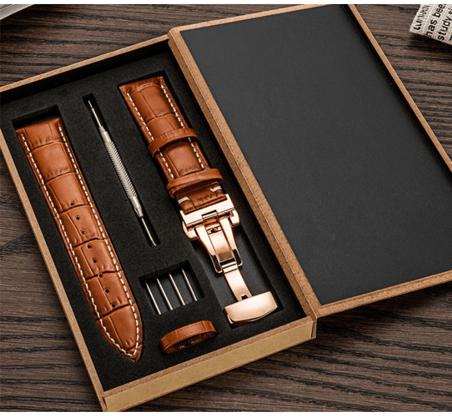 Luxe Leren horlogebandje - 20mm - Bruin