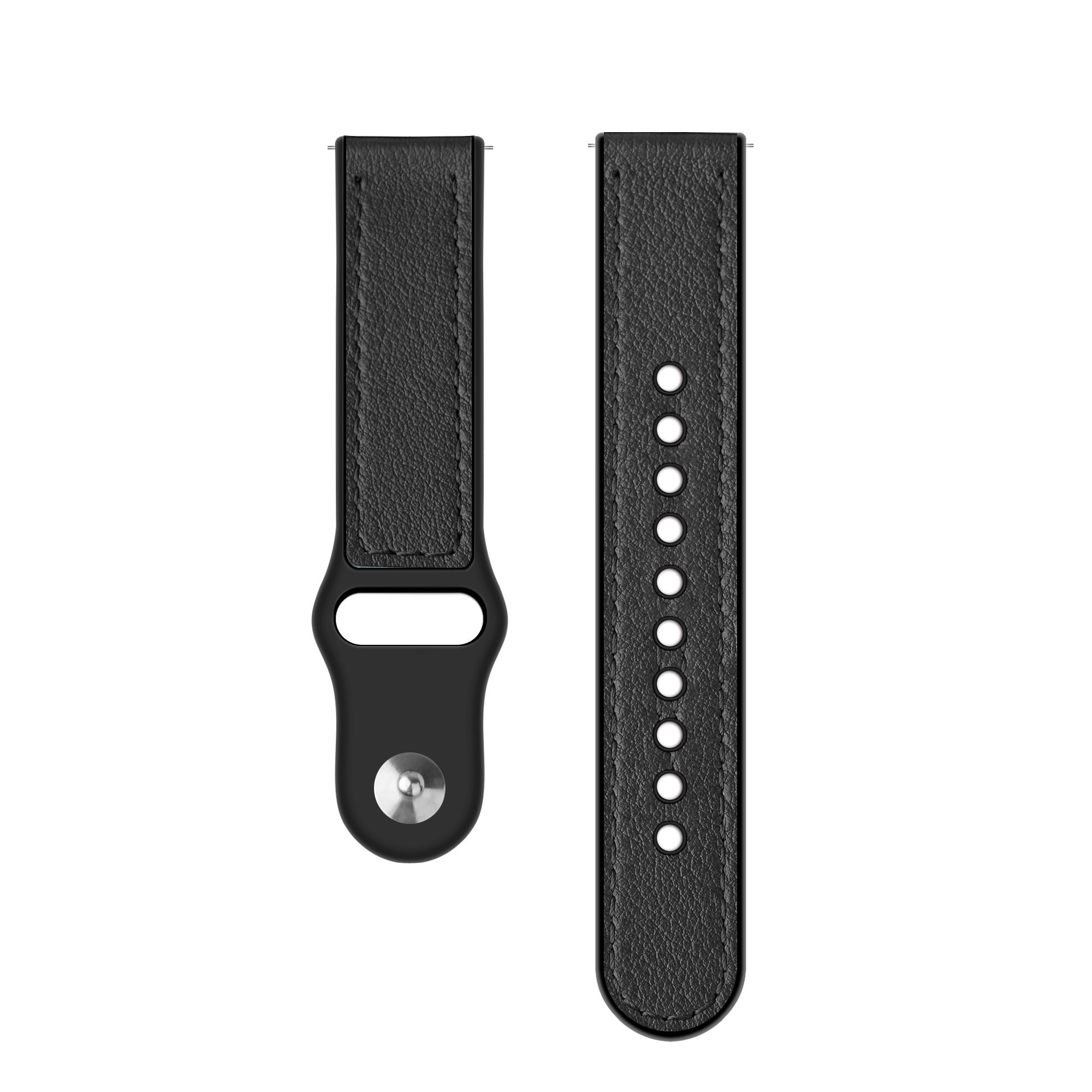 Leren Hybrid horlogebandje - 20mm - Zwart
