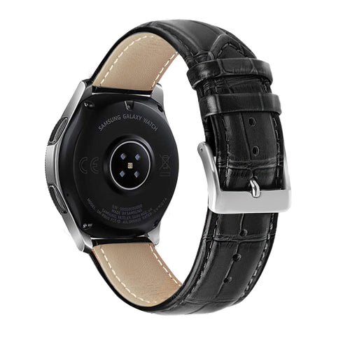Leather Crocodile Grain horlogebandje - 20mm - Zwart