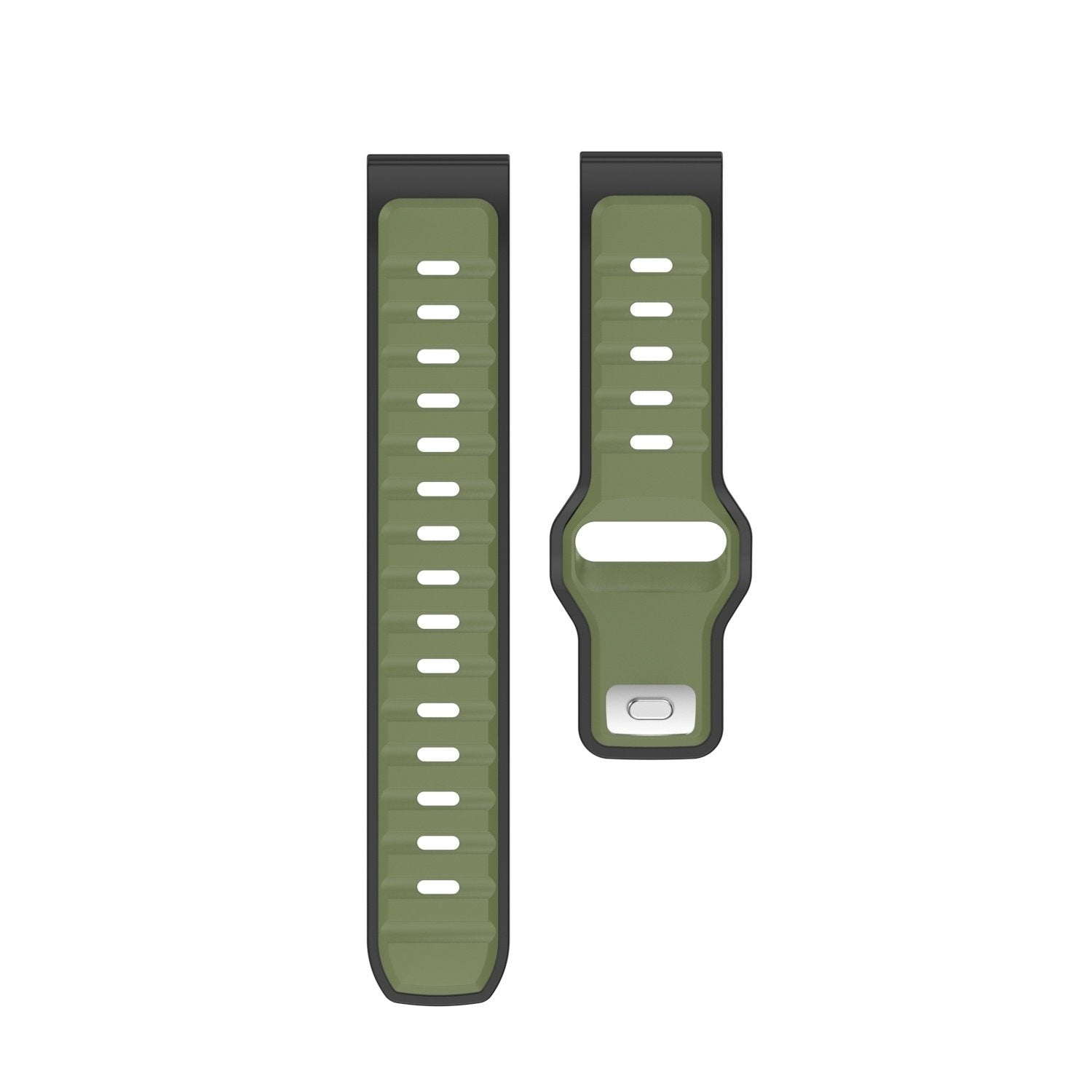 Outdoor duo siliconen horlogebandje - 20mm - Groen/zwart
