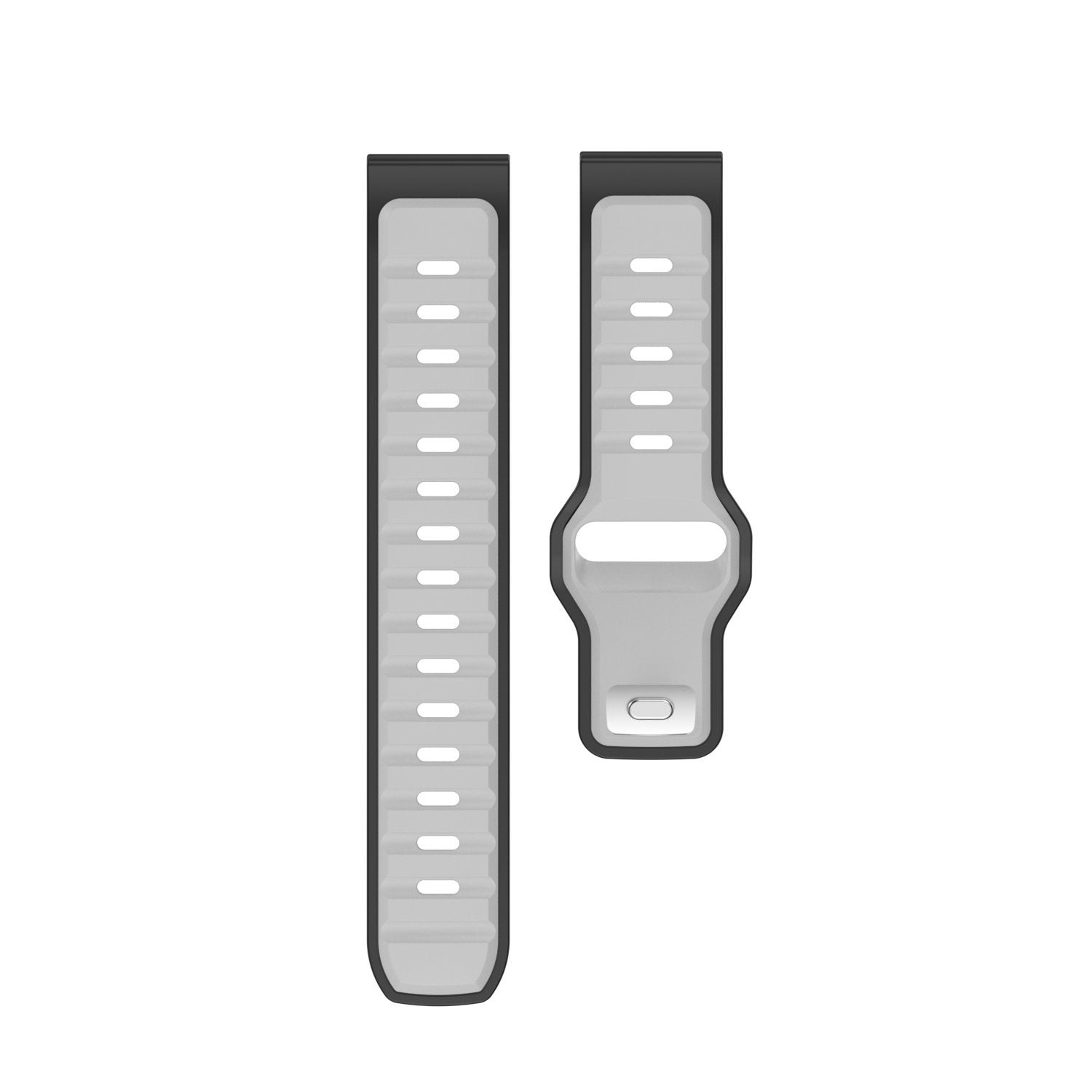 Outdoor duo siliconen horlogebandje - 20mm - Grijs/zwart
