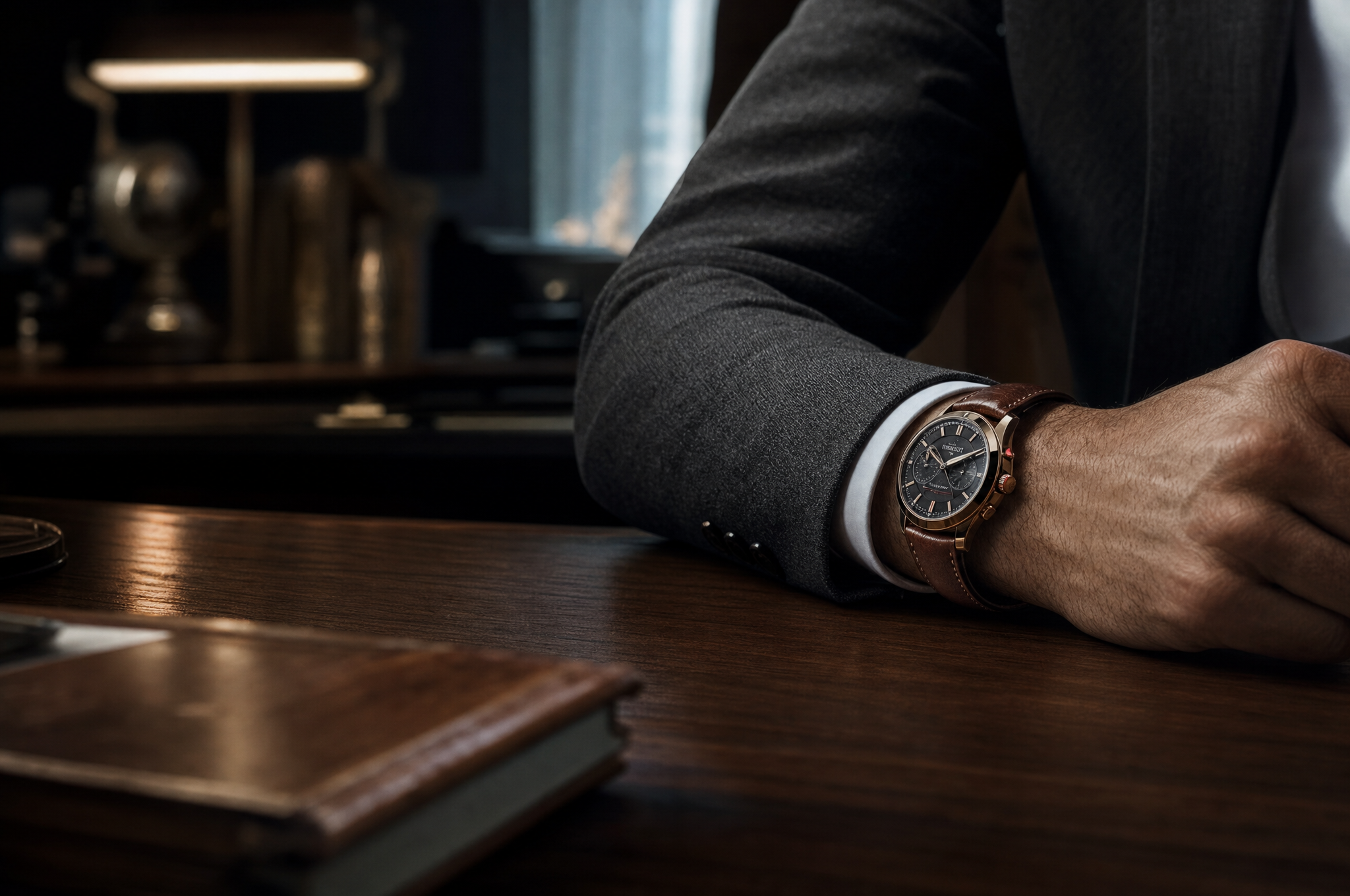 Hero banner — luxury watch with leather strap