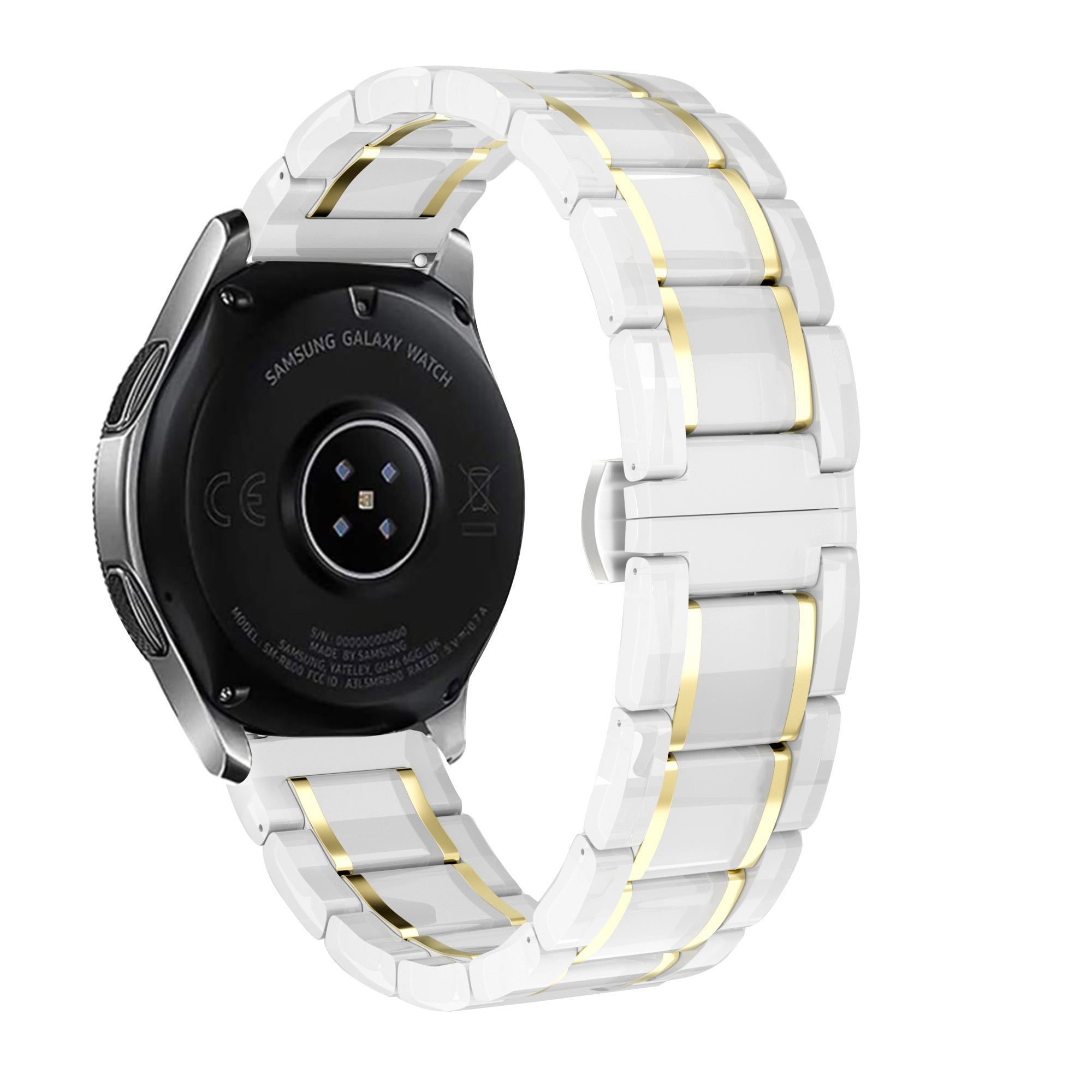 Keramiek stalen horlogebandje - 20mm - Wit/goud