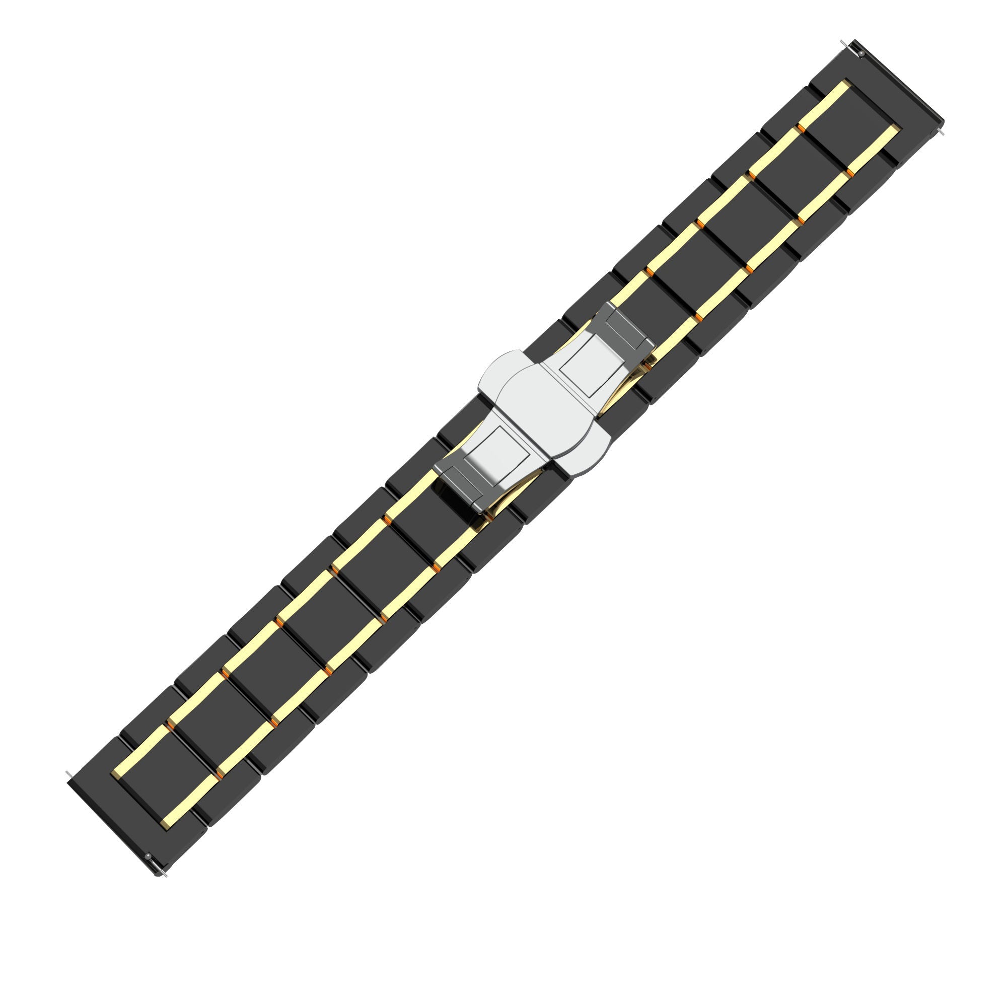 Keramiek stalen horlogebandje - 20mm - Zwart/goud
