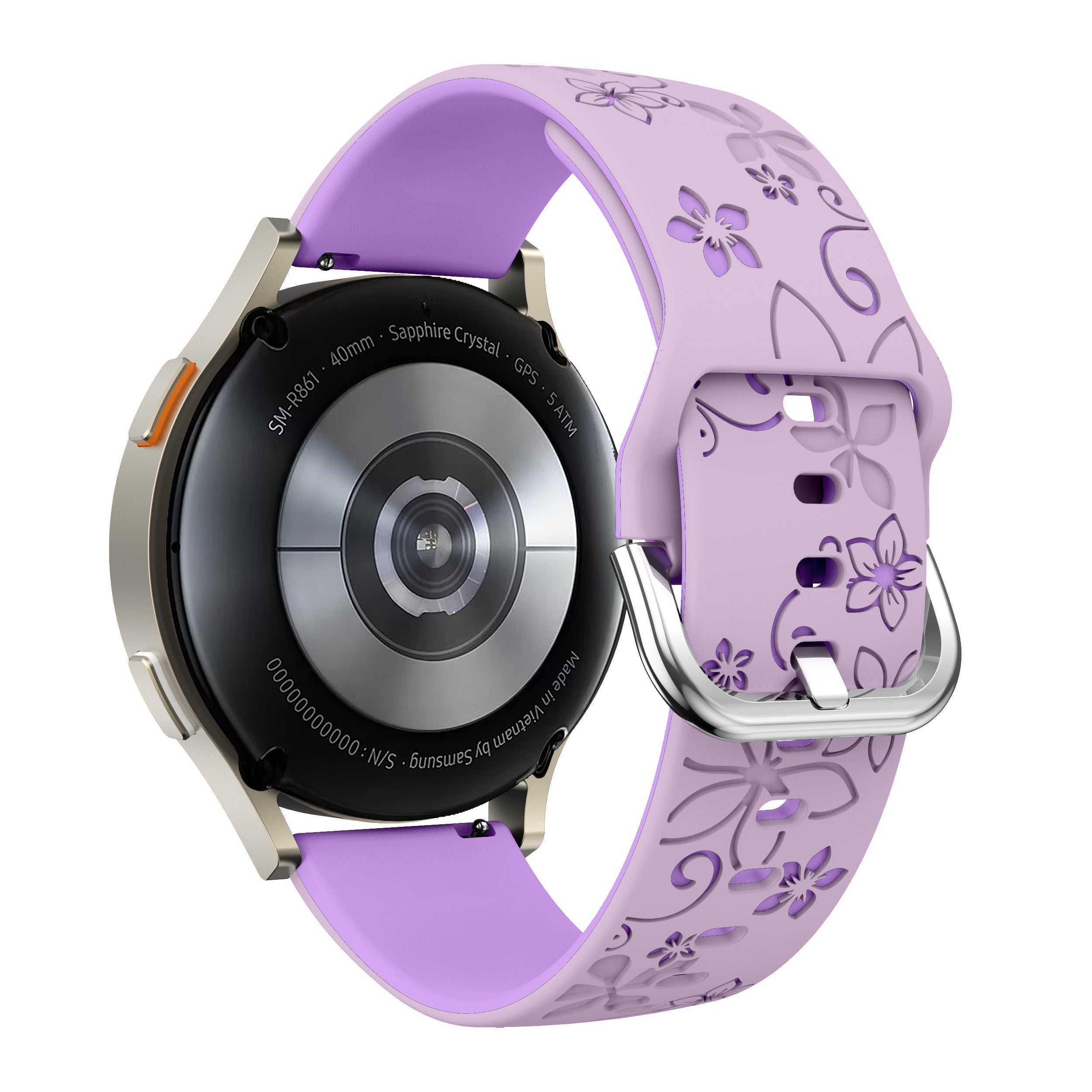 Flower silicone horlogebandje - 20mm - Lavendel/paars