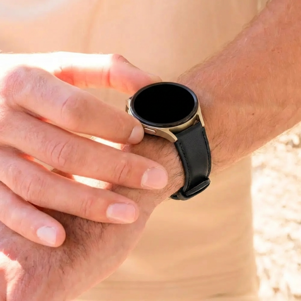 Leren Easy Fit horlogebandje - 20mm - Zwart