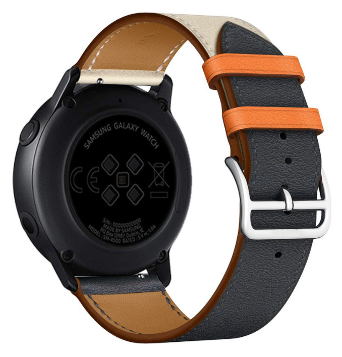 Leren Duo horlogebandje - 20mm - Wit/donkerblauw