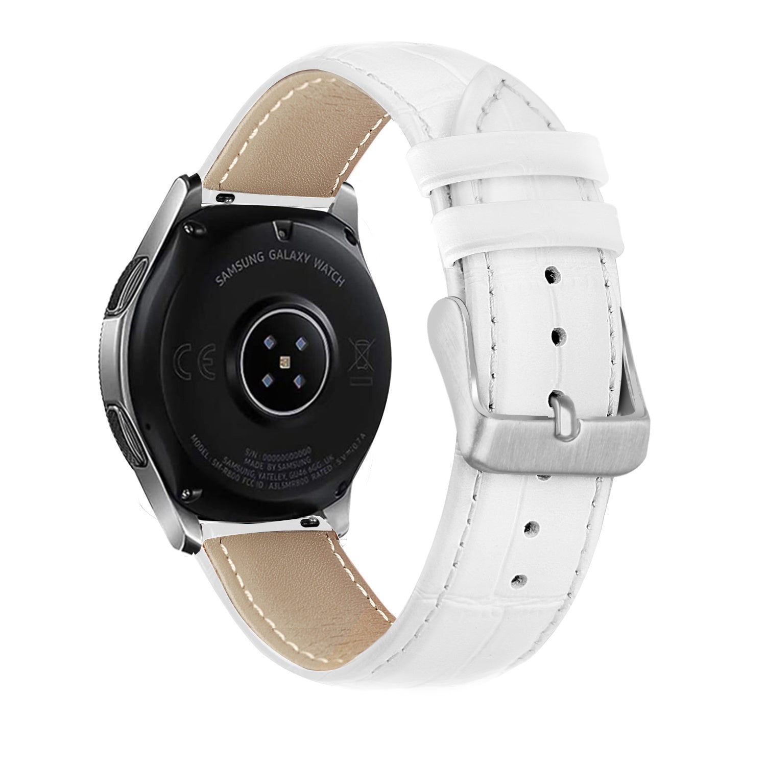 Leather Crocodile Grain horlogebandje - 20mm - Wit