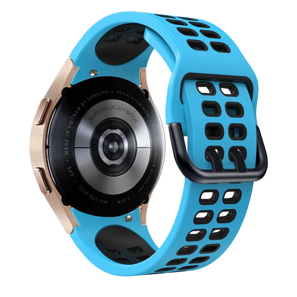 Sport Square horlogebandje - 20mm - Lichtblauw/zwart