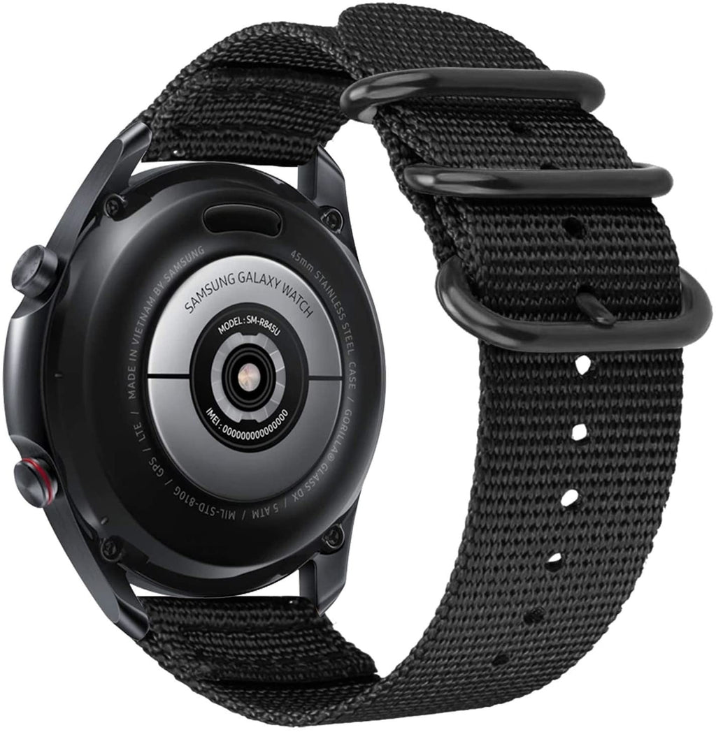 Nylon gesp horlogebandje - 20mm - Zwart