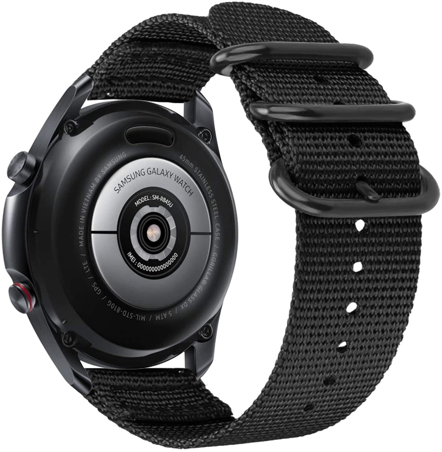 Nylon gesp horlogebandje - 20mm - Zwart