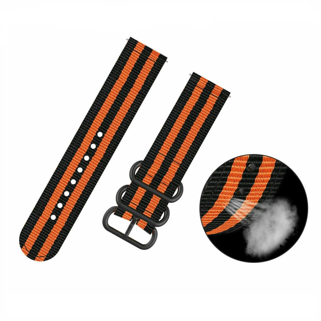 Nylon gesp horlogebandje - 20mm - Zwart/oranje