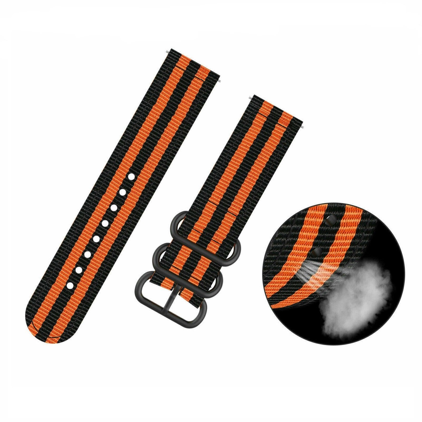 Nylon gesp horlogebandje - 20mm - Zwart/oranje