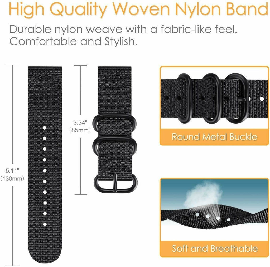 Nylon gesp horlogebandje - 20mm - Zwart