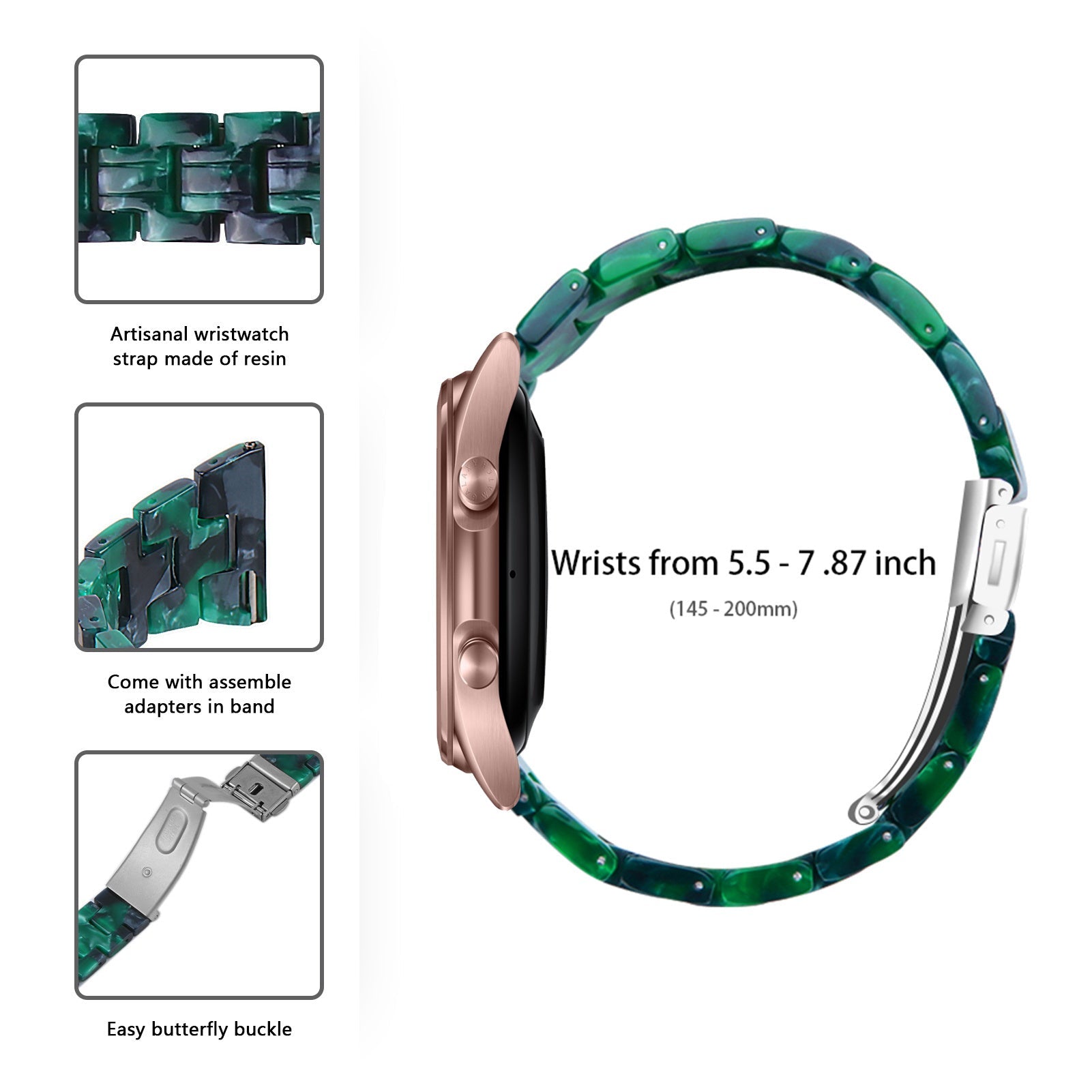 Resin horlogebandje - 20mm - Groen