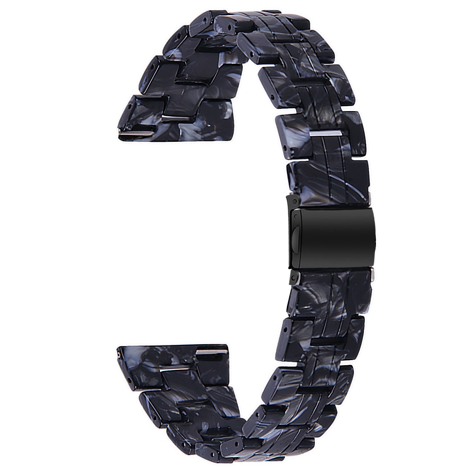 Resin horlogebandje - 20mm - Black/White