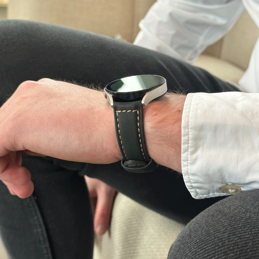 Leren horlogebandje - 20mm - Zwart