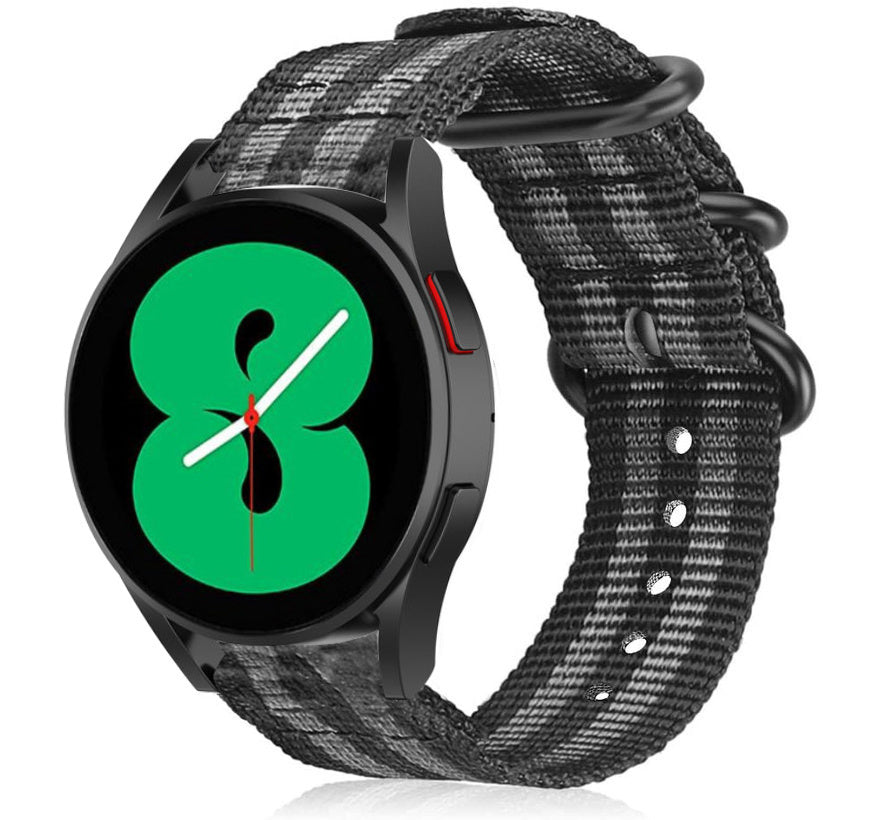 Nylon gesp horlogebandje - 20mm - Zwart/grijs