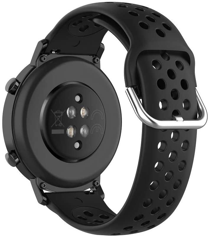 Siliconen met gaatjes horlogebandje - 20mm - Zwart