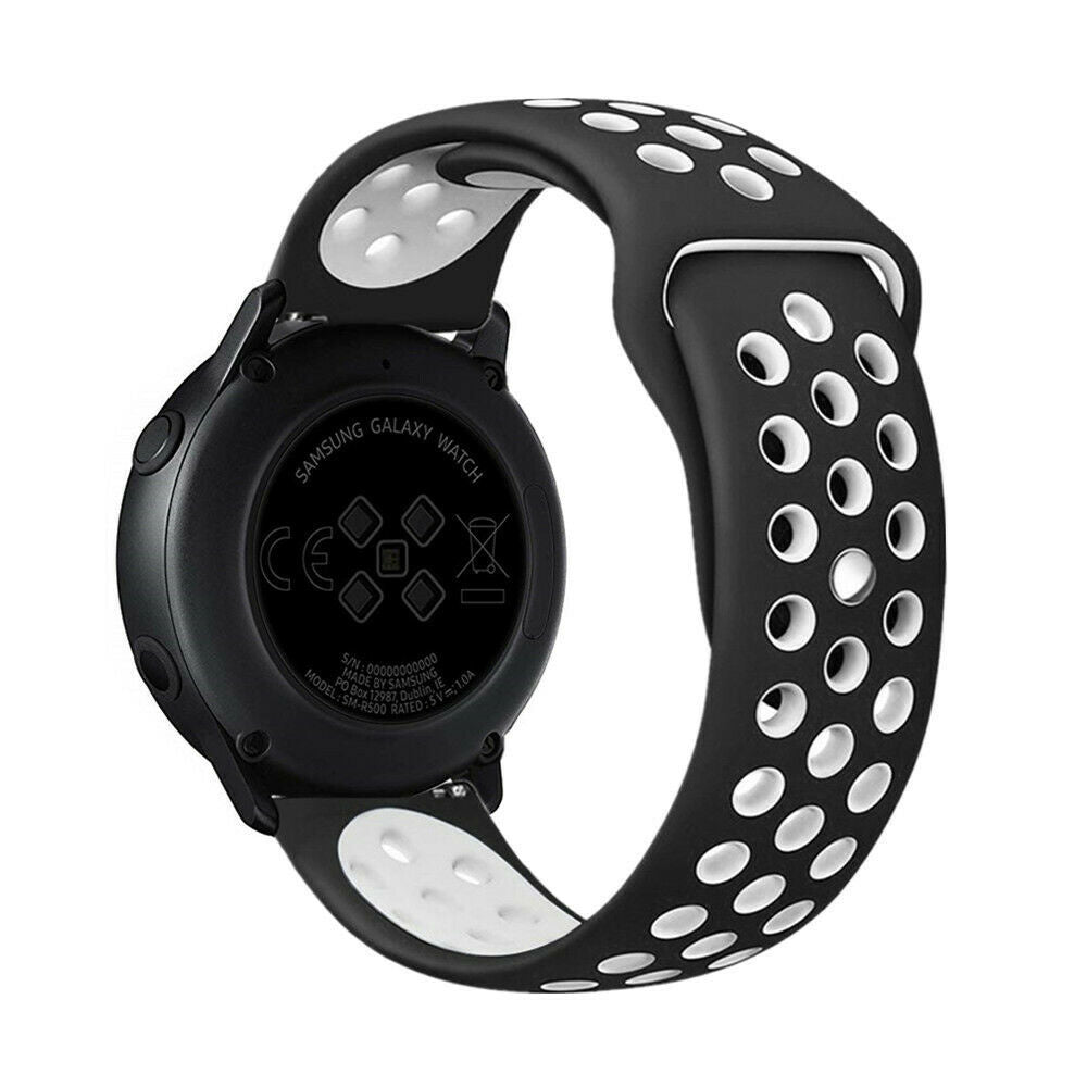 Sport horlogebandje - 20mm - Zwart/wit