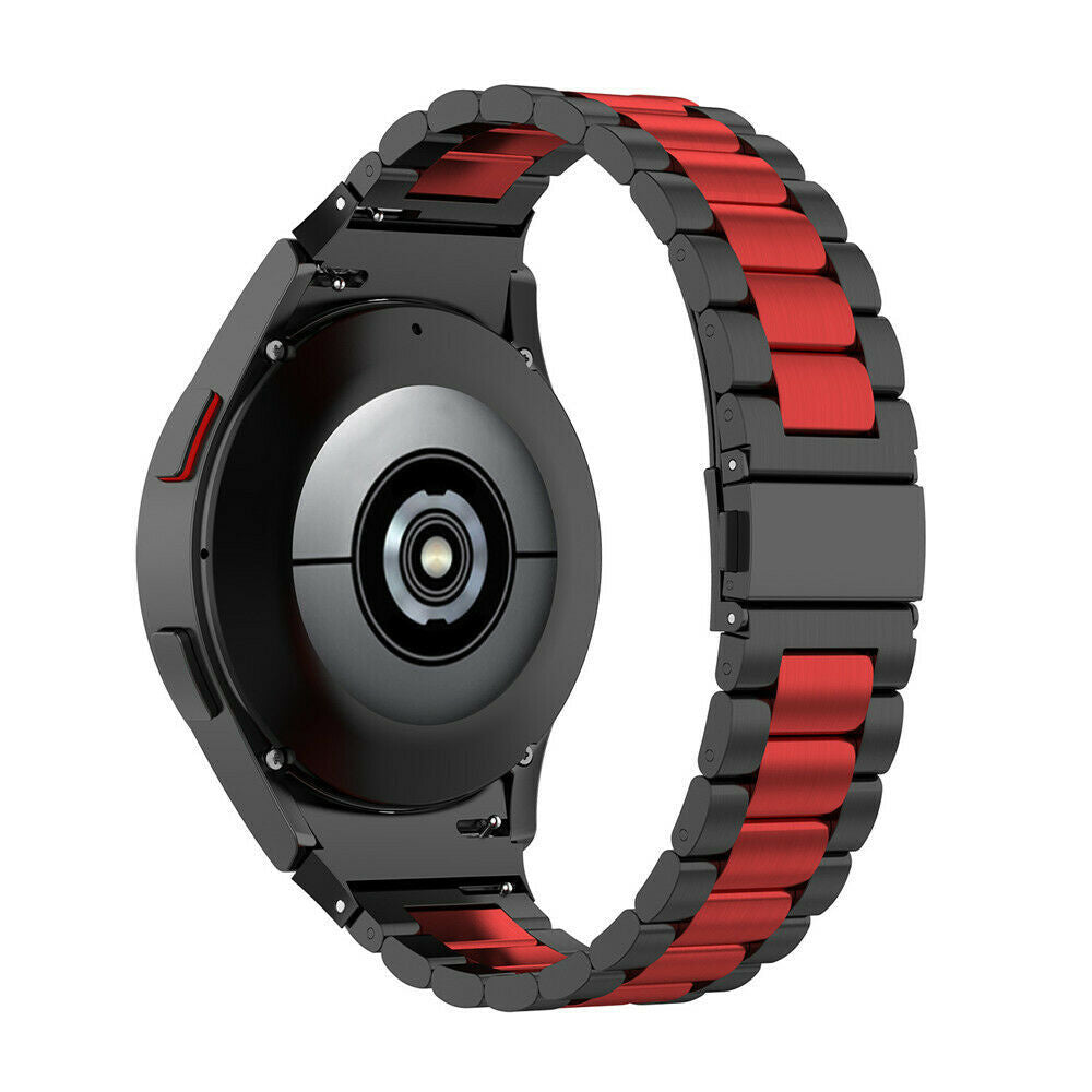 Stalen horlogebandje - 20mm - Zwart/rood 2