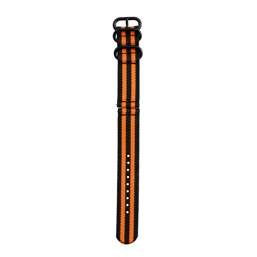 Nylon gesp horlogebandje - 20mm - Zwart/oranje