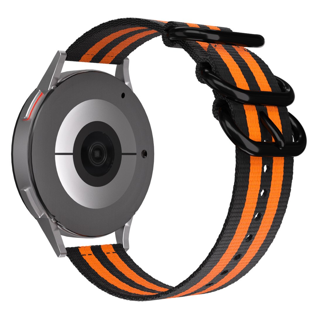 Nylon gesp horlogebandje - 20mm - Zwart/oranje