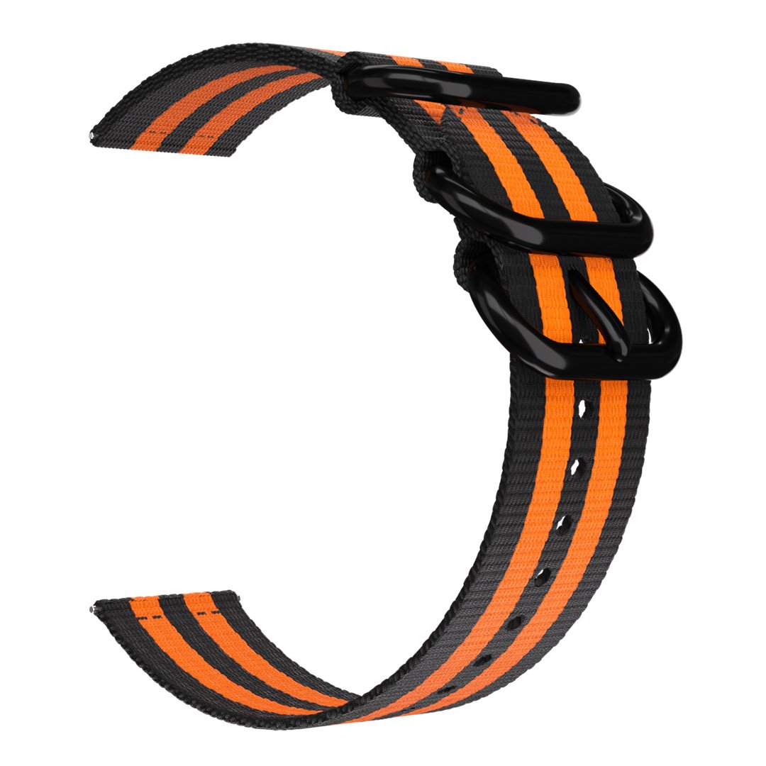 Nylon gesp horlogebandje - 20mm - Zwart/oranje
