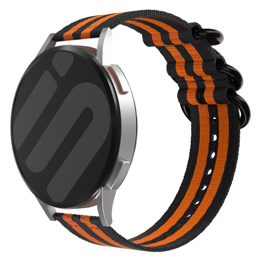 Nylon gesp horlogebandje - 20mm - Zwart/oranje