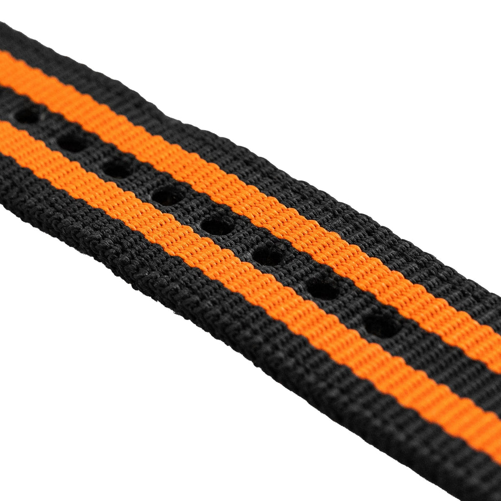 Nylon gesp horlogebandje - 20mm - Zwart/oranje