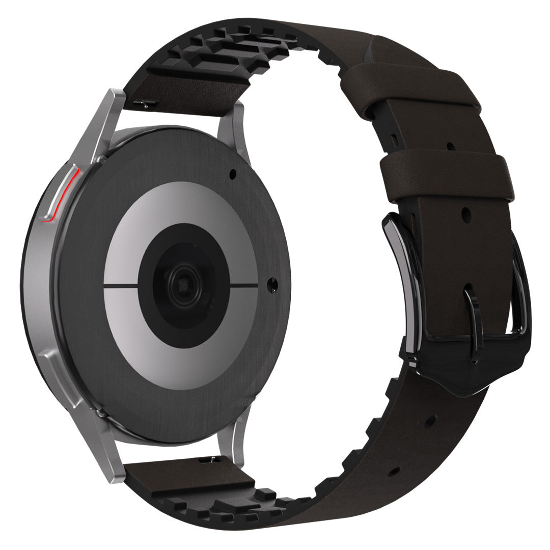 Siliconen Leren horlogebandje - 20mm - Bruin