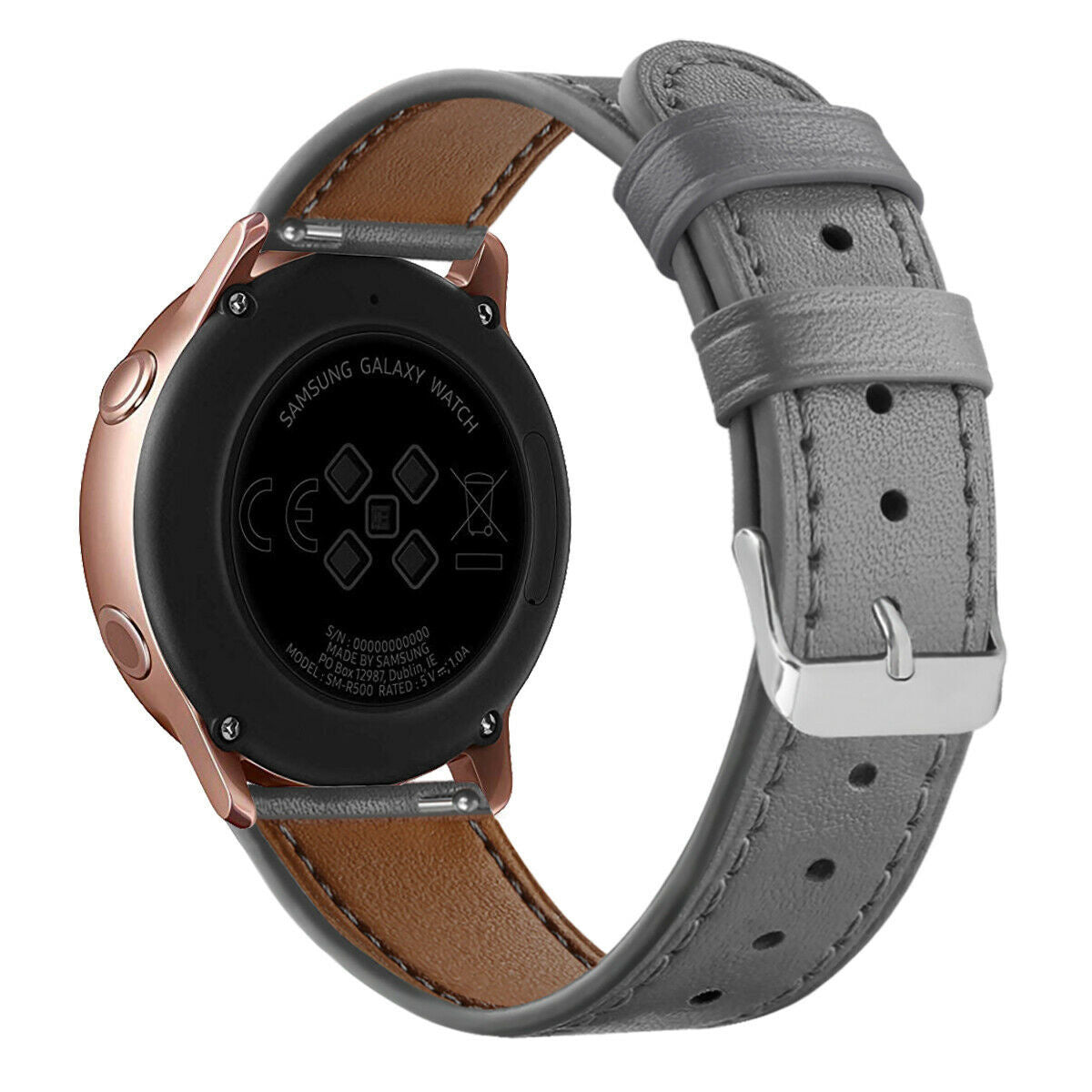 Modern Leren horlogebandje - 20mm - Grijs