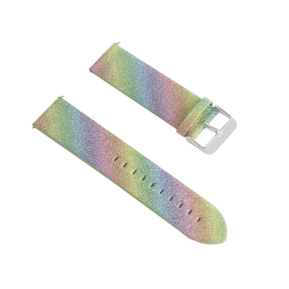 Leren Glitter horlogebandje - 20mm - Regenboog