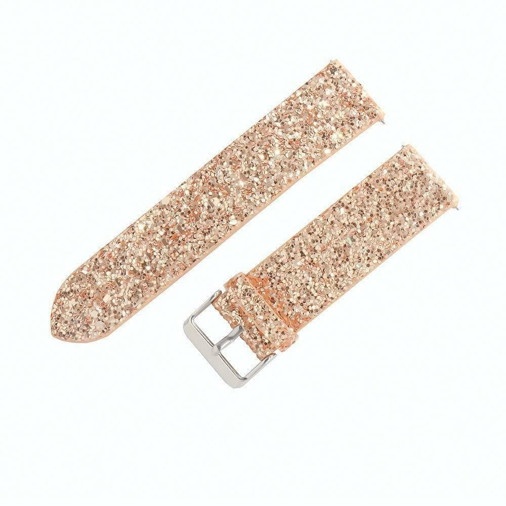 Leren Glitter horlogebandje - 20mm - Rosé goud