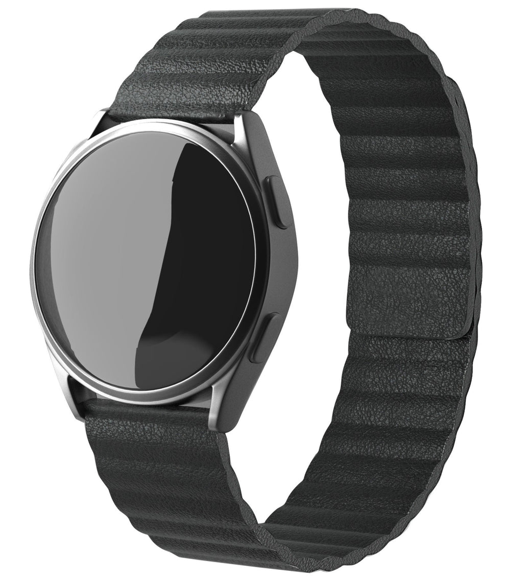 Leren Loop horlogebandje - 20mm - Zwart