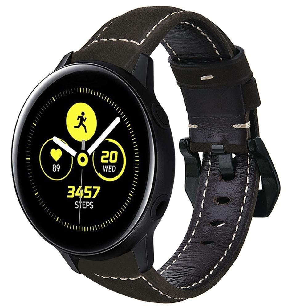 Leren horlogebandje - 20mm - Zwart
