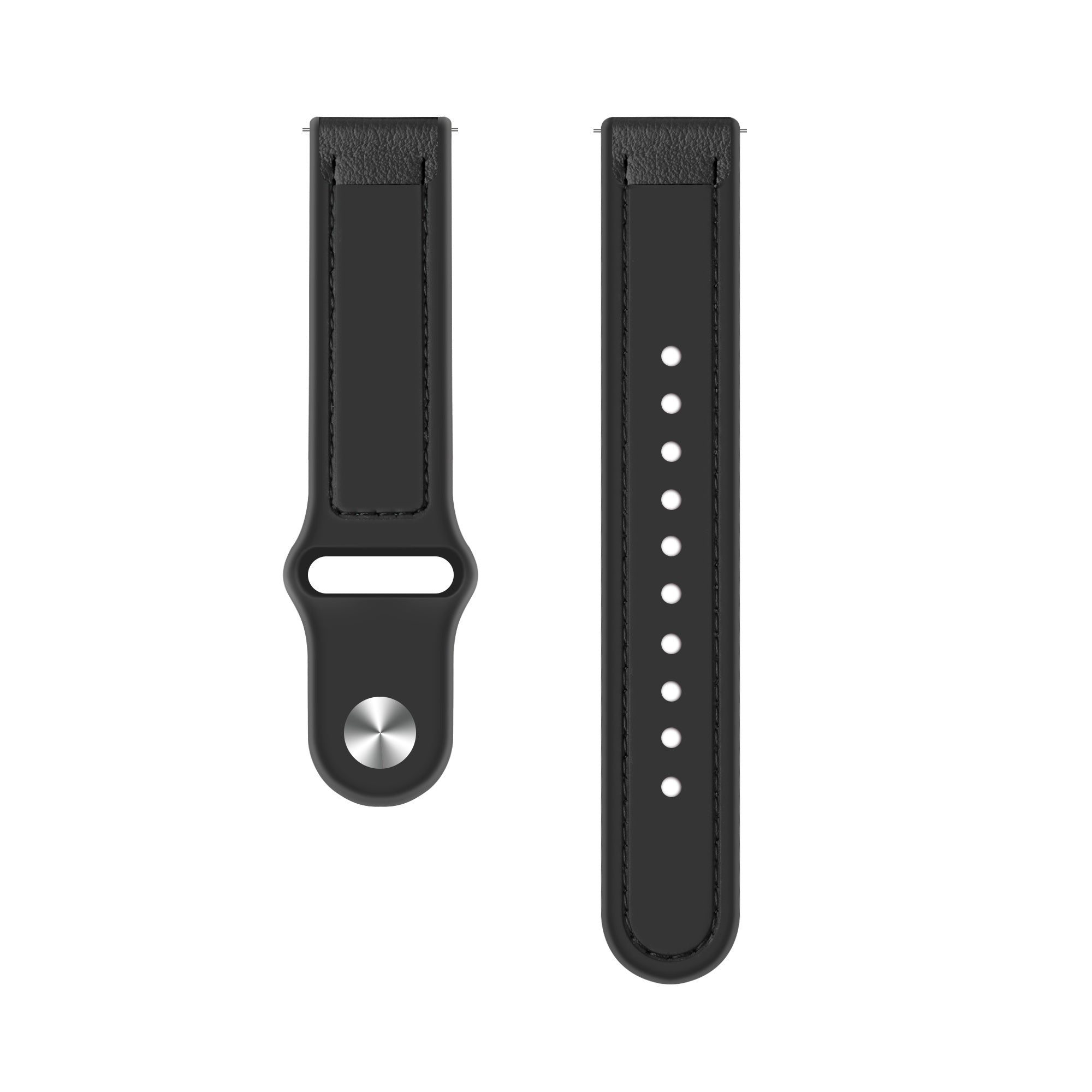 Leren Hybrid horlogebandje - 20mm - Zwart
